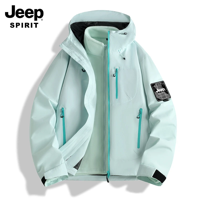 JEEPSPIRIT 2025秋冬新款冲锋衣男女款三合一情侣外套防风防水户