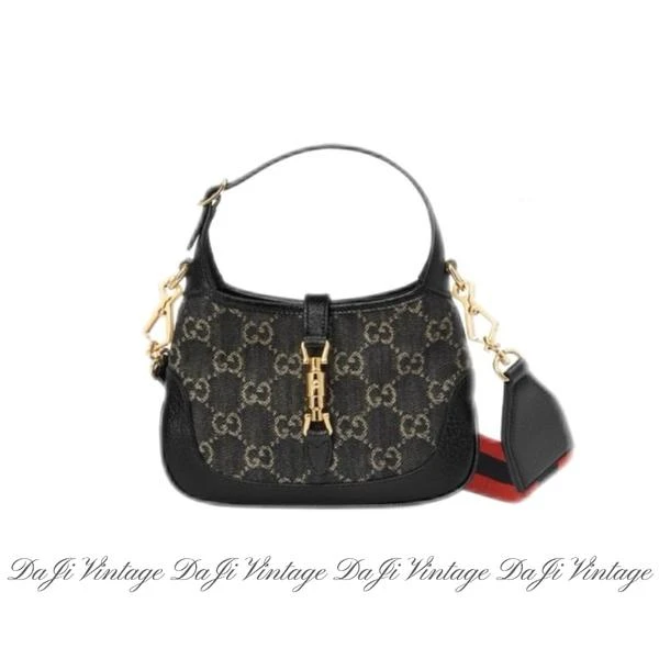 大吉中古/Gucci 古驰黑丹宁1961 mini Jackie手提斜挎包