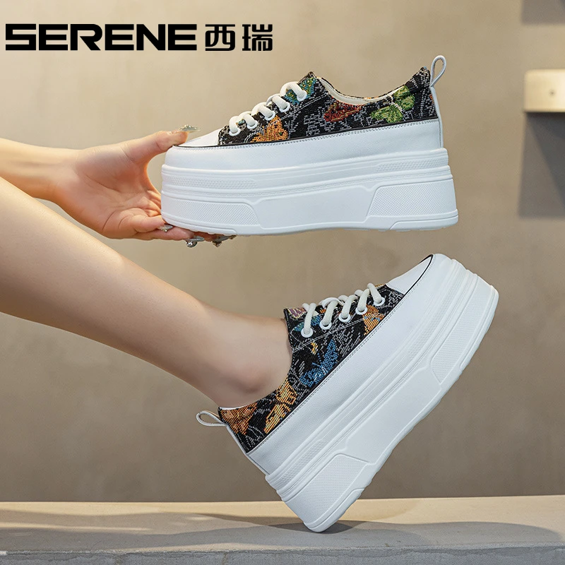 『明星同款』西瑞女鞋百搭时尚韩版秋冬厚底松糕鞋潮流小白鞋新款