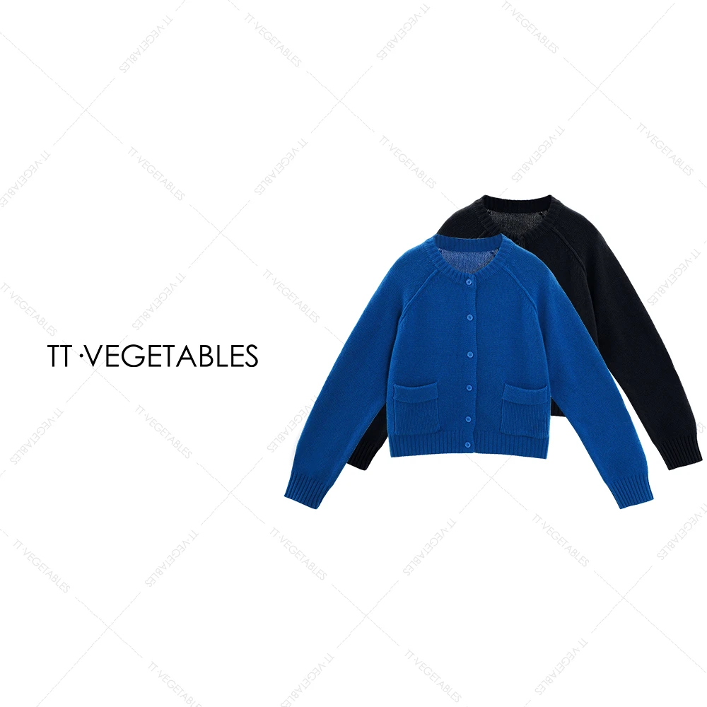 噢芬/小个子【砚冰】山羊绒针织圆领慵懒单排扣款开衫毛衣522268