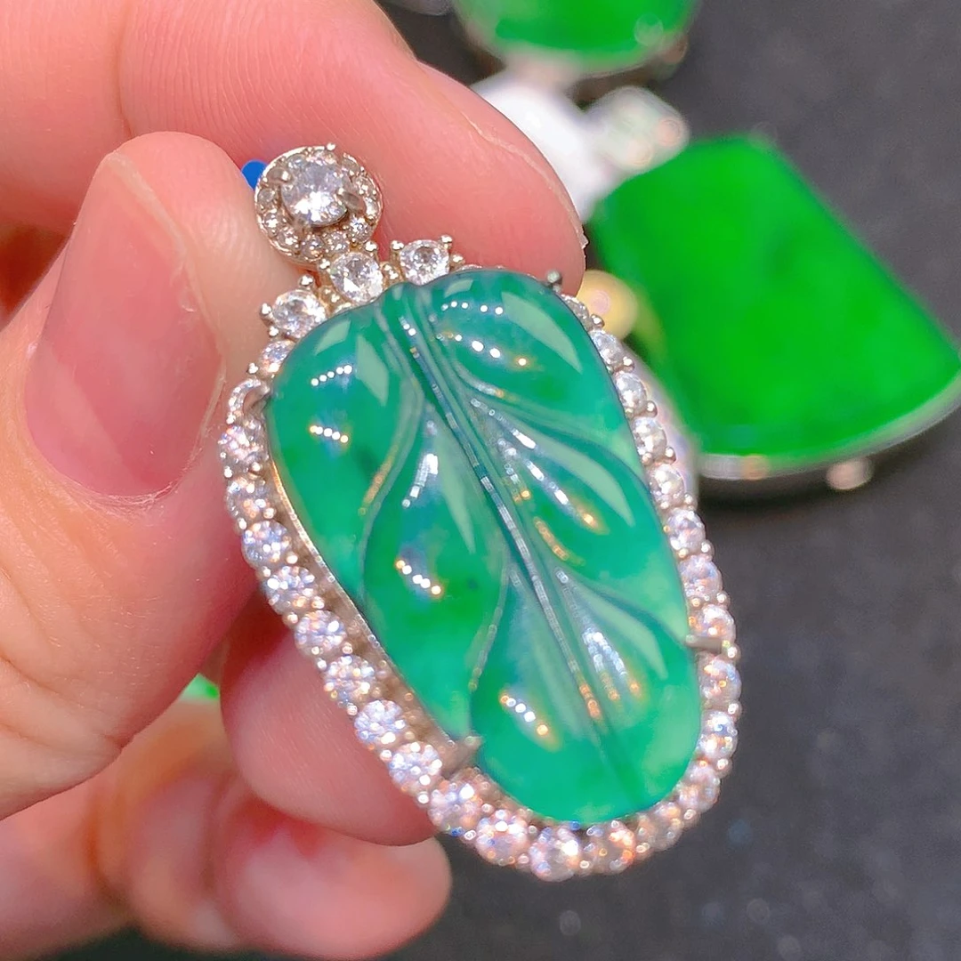 吊坠(不含链)银S925镶嵌翡翠翡翠