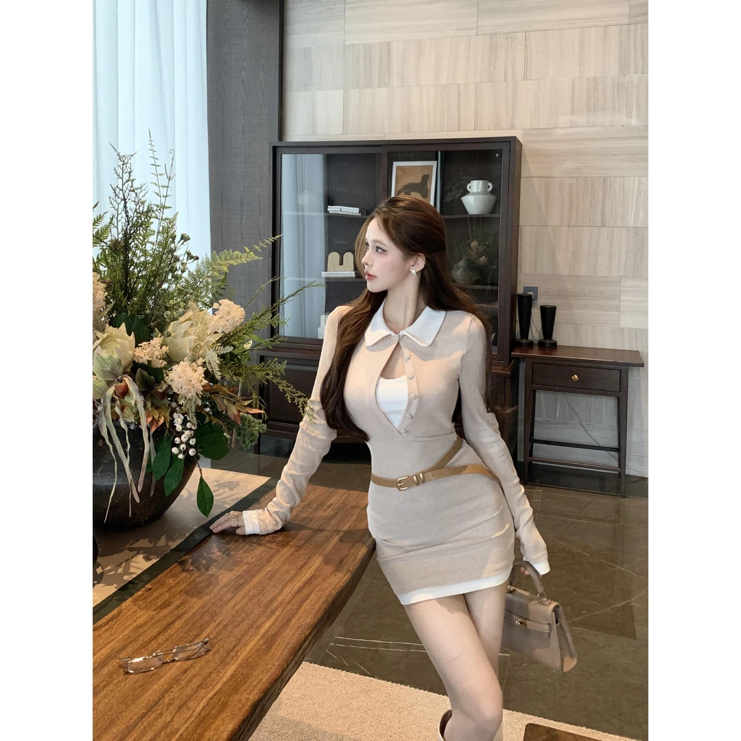 QIAOHEYI 气质辣妹连衣裙女春夏季修身打底包臀裙显瘦时尚法式