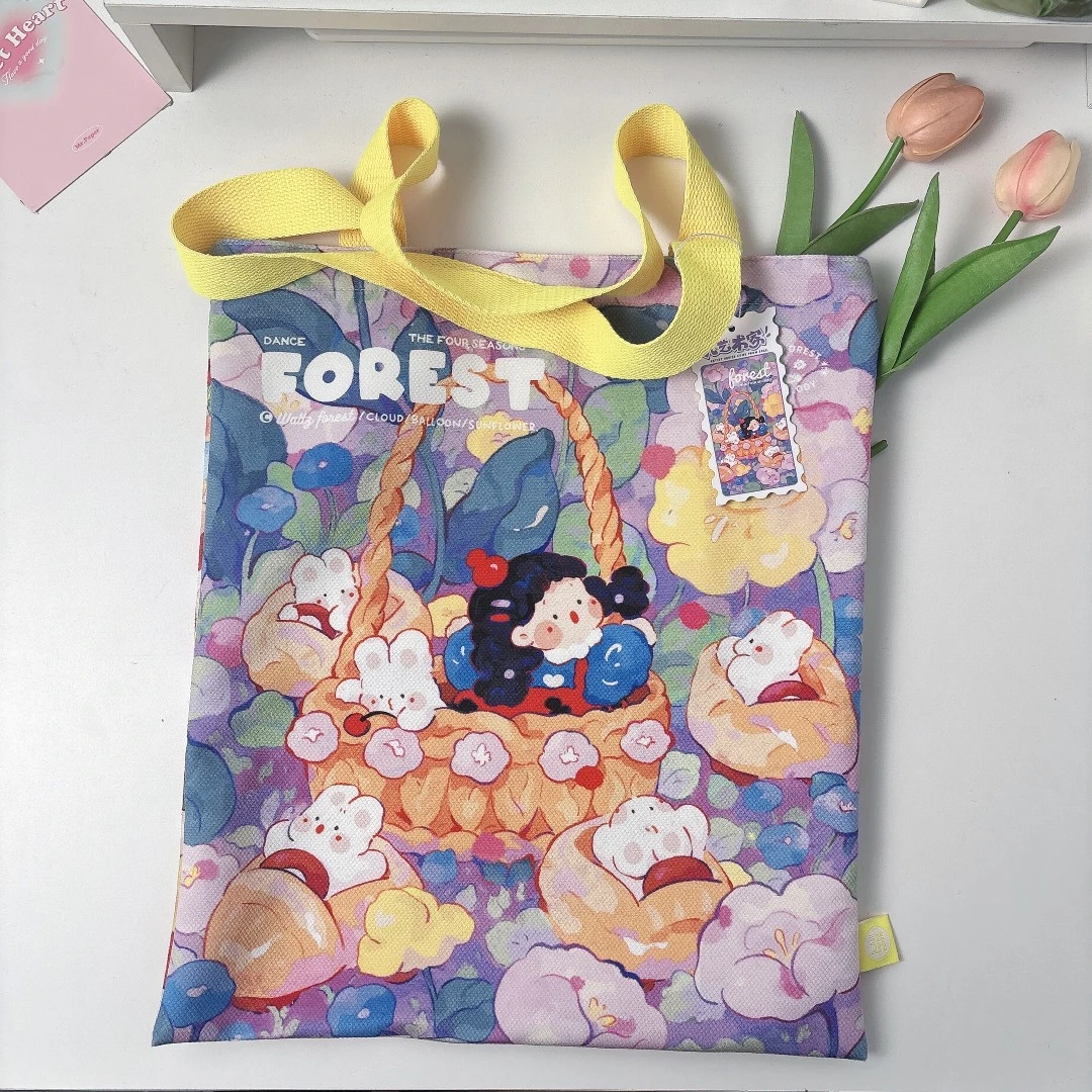 三年二班月光花园新款紫色花圃绒布包补习包文具礼品套装 W