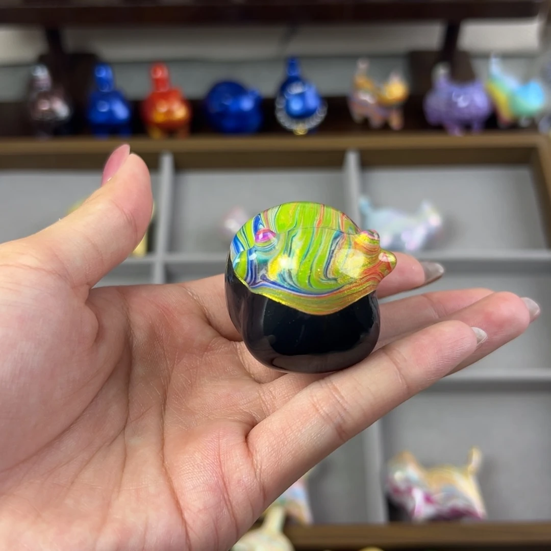 彩色牛牛大漆摆件