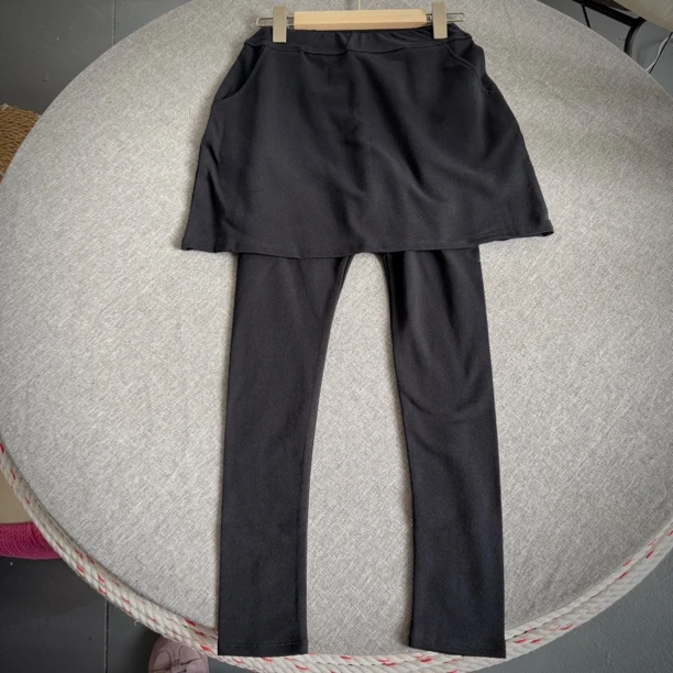 5625假两件高腰微喇裙裤修身显瘦休闲长裤