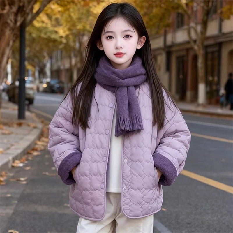 女童加厚棉服秋冬2025新款潮儿童两面穿棉衣韩版女孩休闲外套洋气