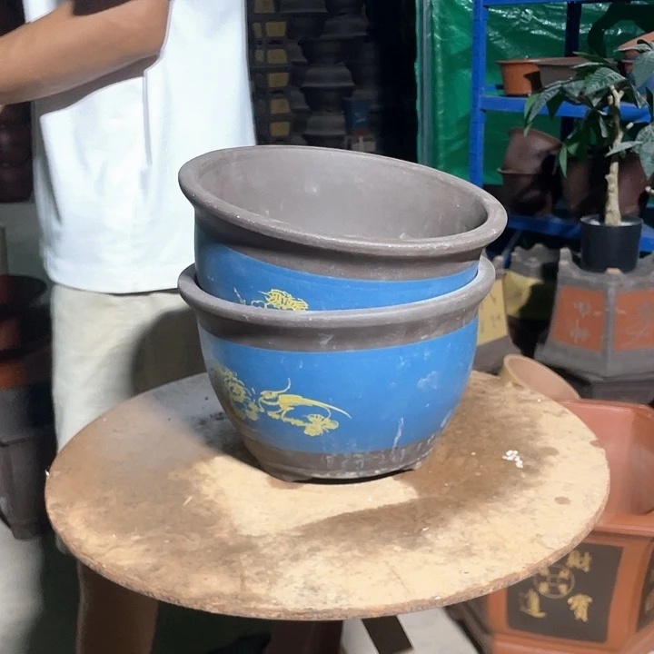 25-25蓝色牡丹花花盆