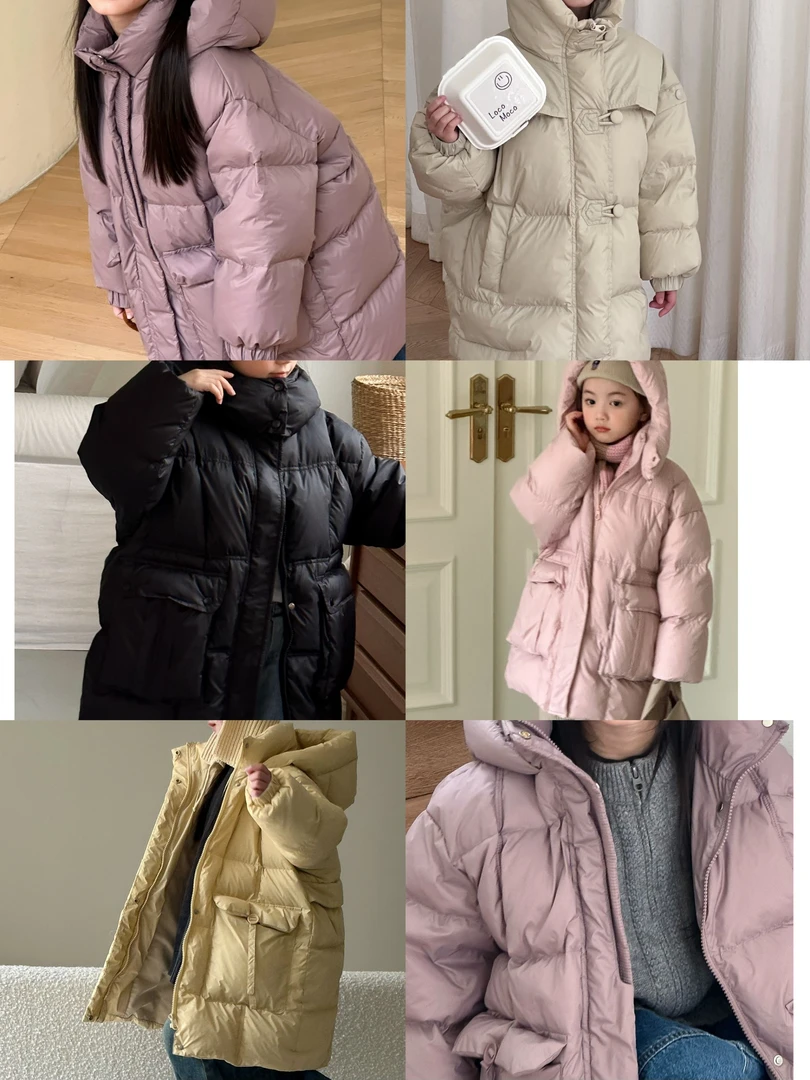 冬季儿童女童 加厚保暖羽绒服新国标90白鸭绒