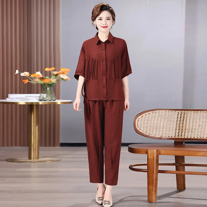 夏季新款时尚休闲宽松显瘦洋气女士韩版优雅两件套装阔太太气质装