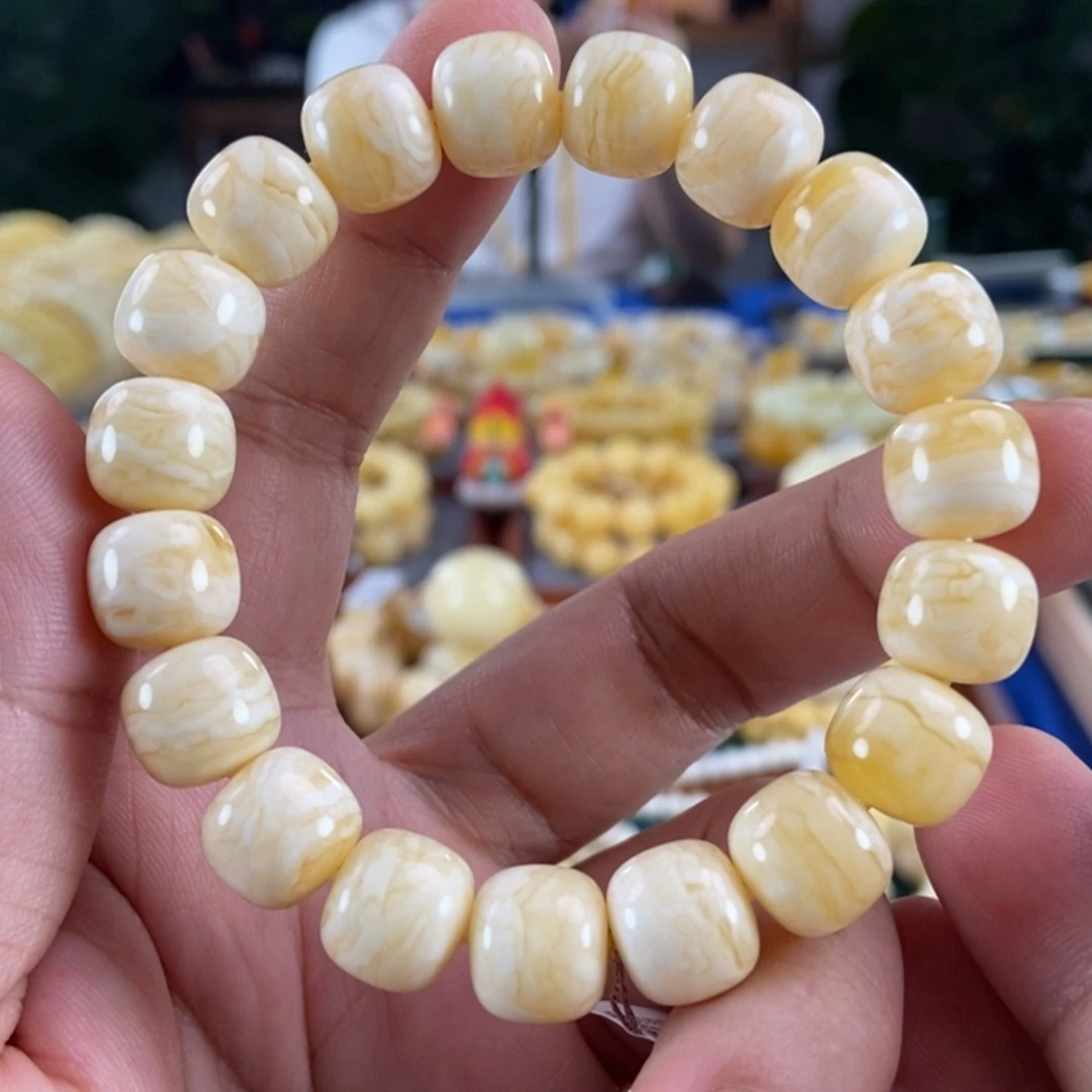 琥珀未镶嵌珠宝奇石12虎皮纹同料串19.88