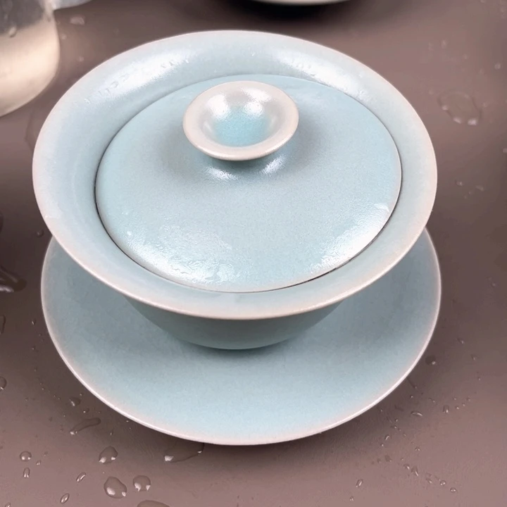 纯原矿汝瓷玛瑙入釉元宝盖碗