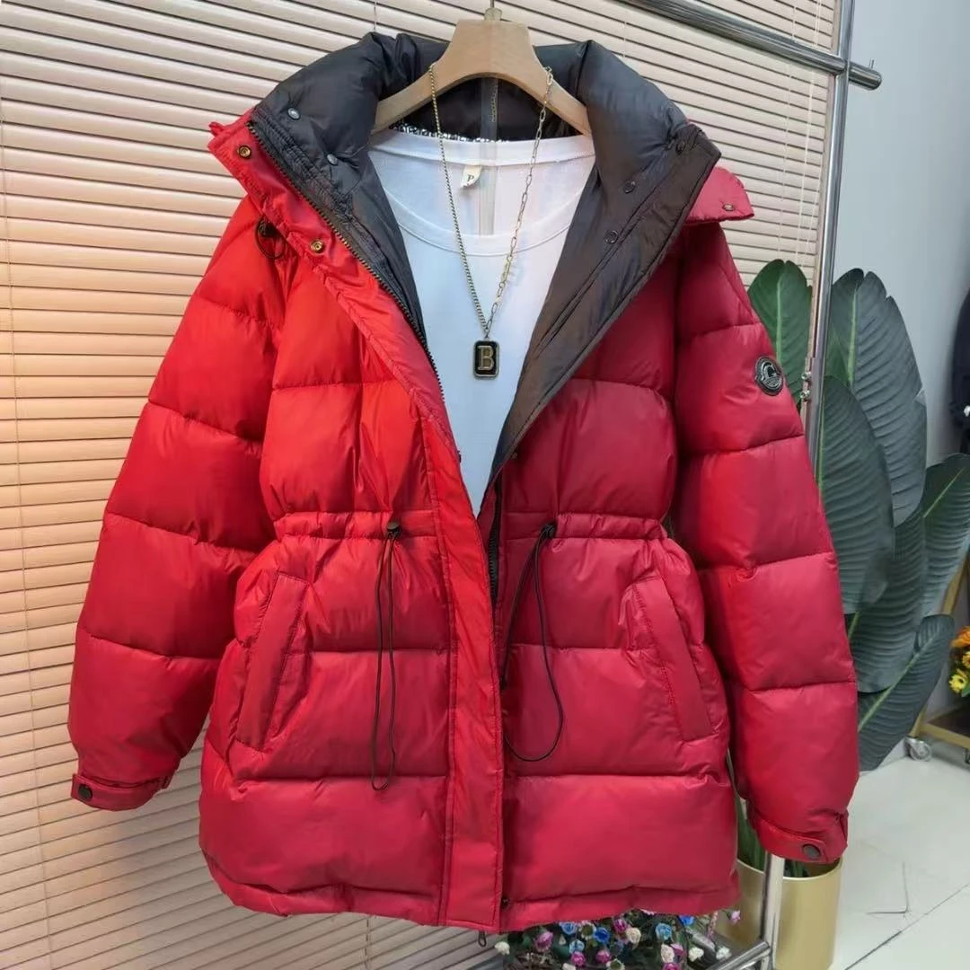 胖mm欧货时尚冬季保暖长袖连帽抽绳151韩版轻奢时髦百搭棉服