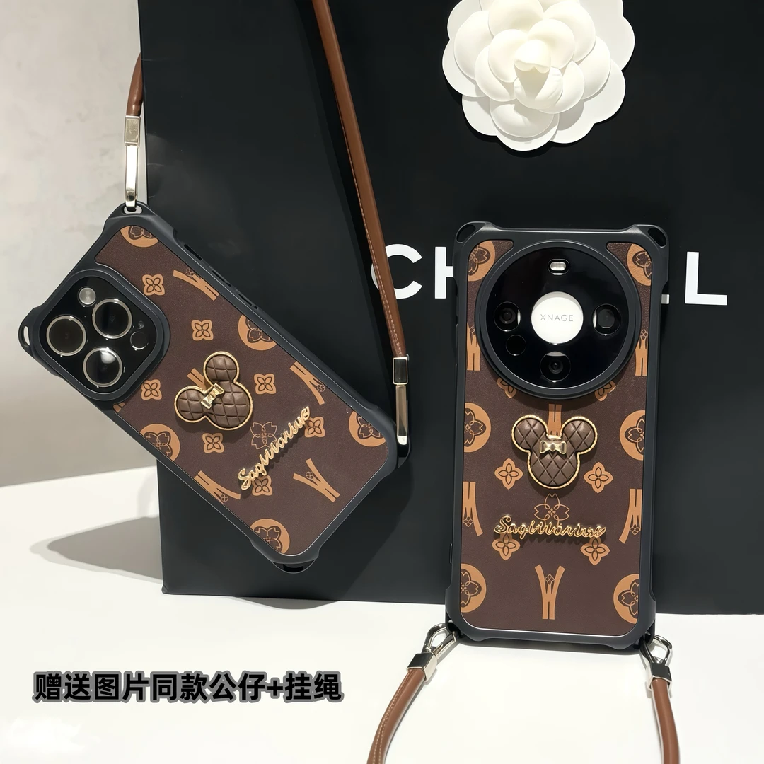 BANCA轻奢复古米奇挂绳适用iPhone苹果16手机壳华为p70vivoppo小