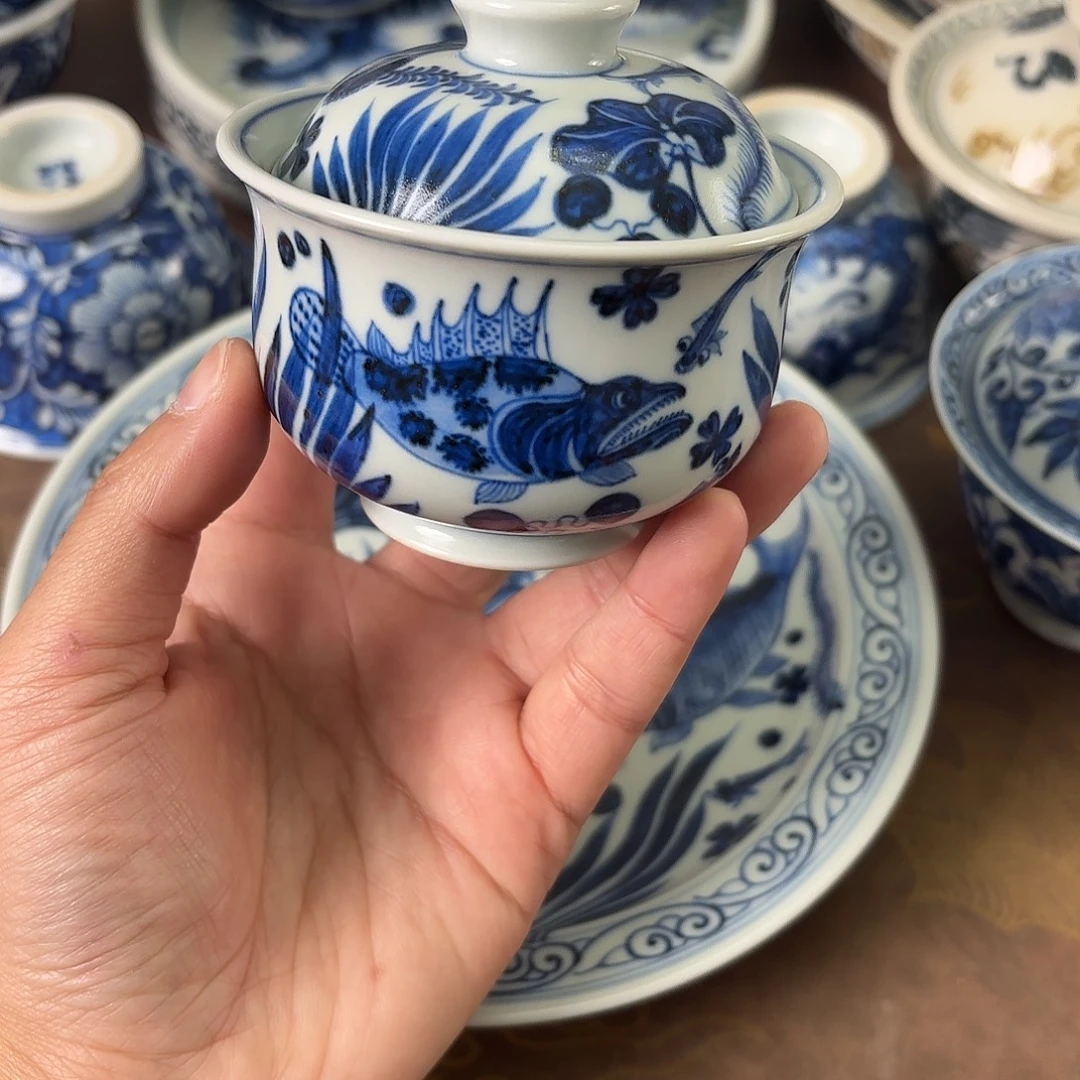 陶瓷盖碗景德镇手绘茶器