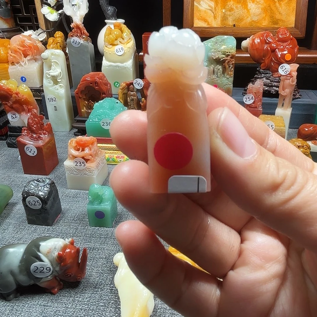 寿山石印石牡丹花8