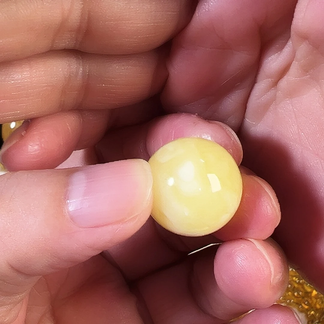 琥珀未镶嵌裸石琥珀蜜蜡奶白花单珠18.1mm