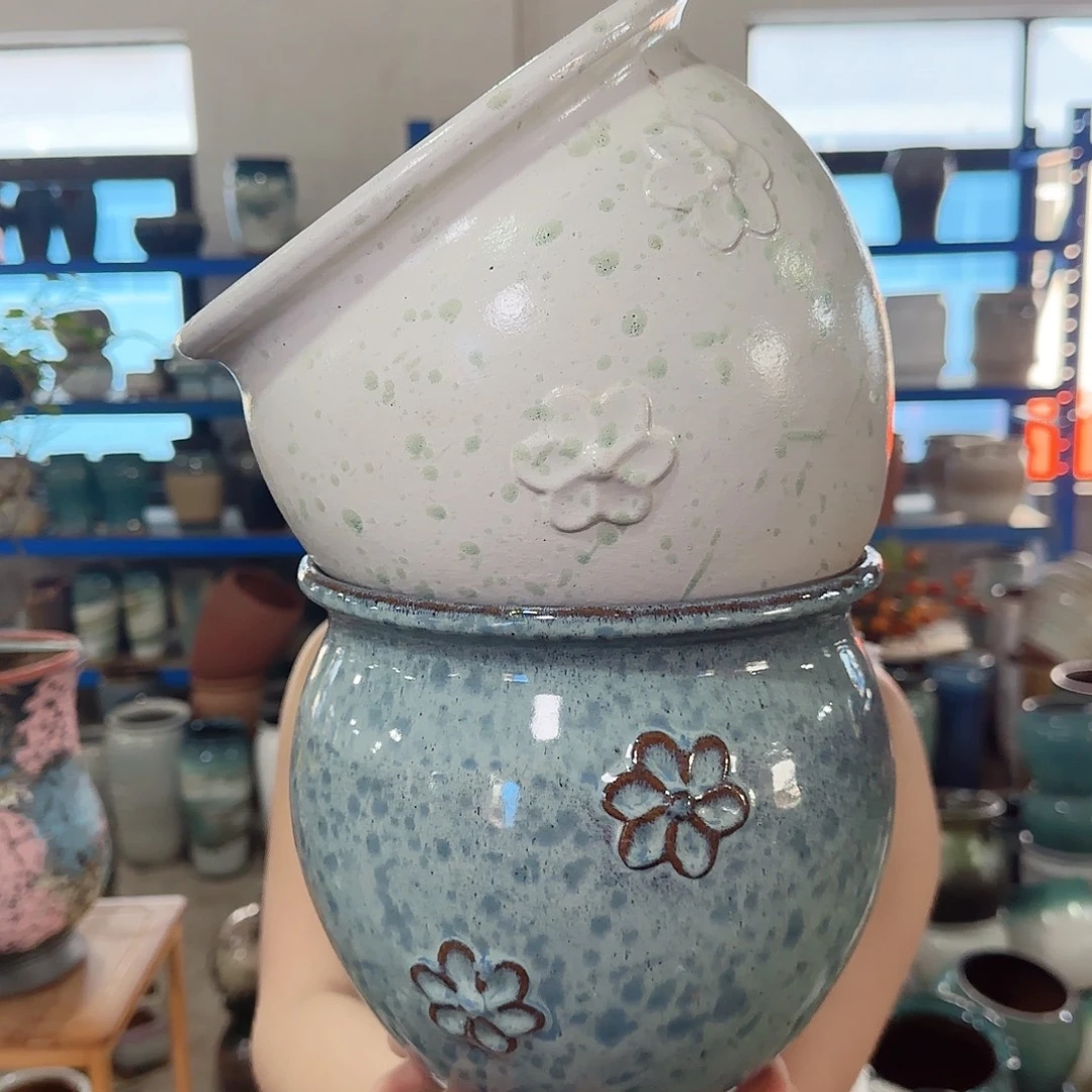 紫砂花盆高19口20