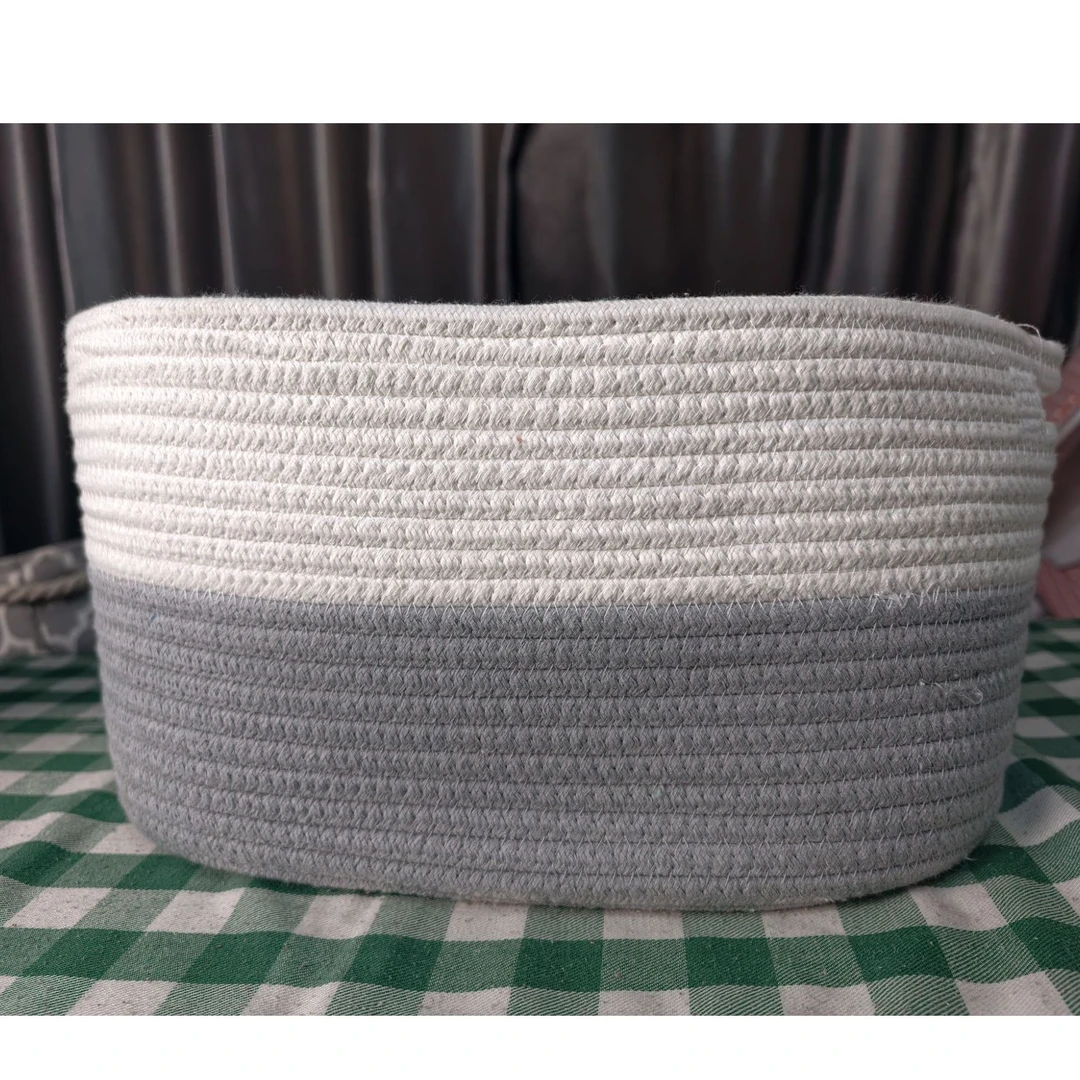 灰白拼棉绳筐一个装