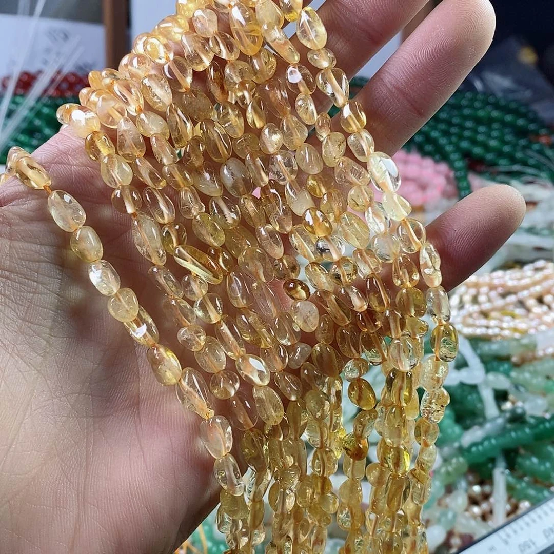 玛瑙/玉髓珠宝半成品合金一条天然透体黄水晶随行E13