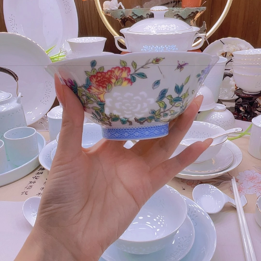 瓷冰艳玲珑2碗2勺