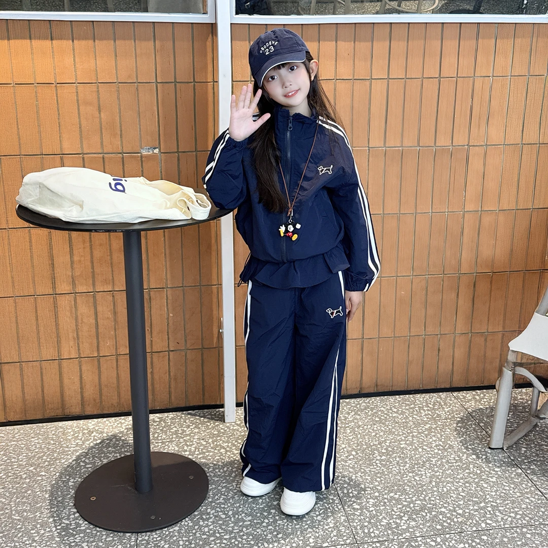女童套装秋款2025新款儿童洋气休闲时髦阔腿裤秋装女大童两件套潮