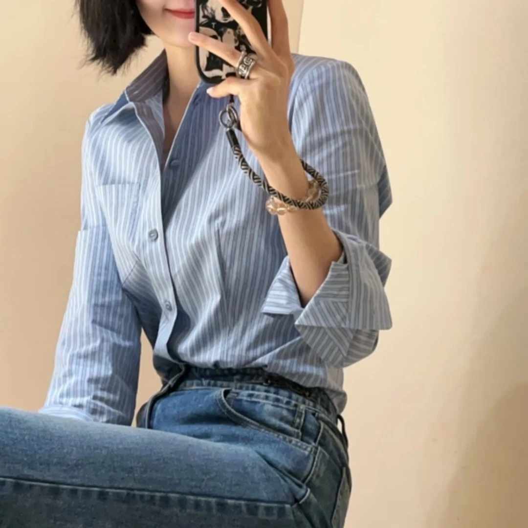 阿玛施AMASS 经典百搭纯色通勤基础款收身显瘦棉质长袖衬衫530022