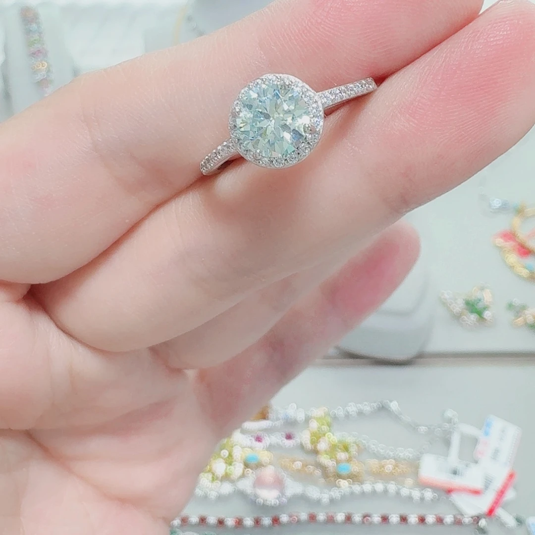 925银合成碳硅石戒指