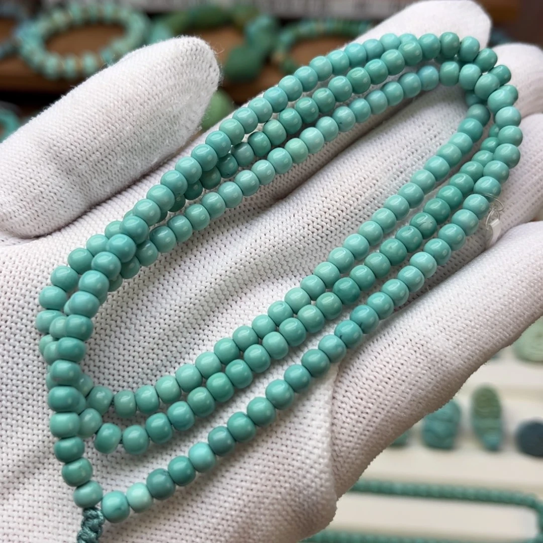 绿松石未镶嵌珠宝奇石老型佛珠链