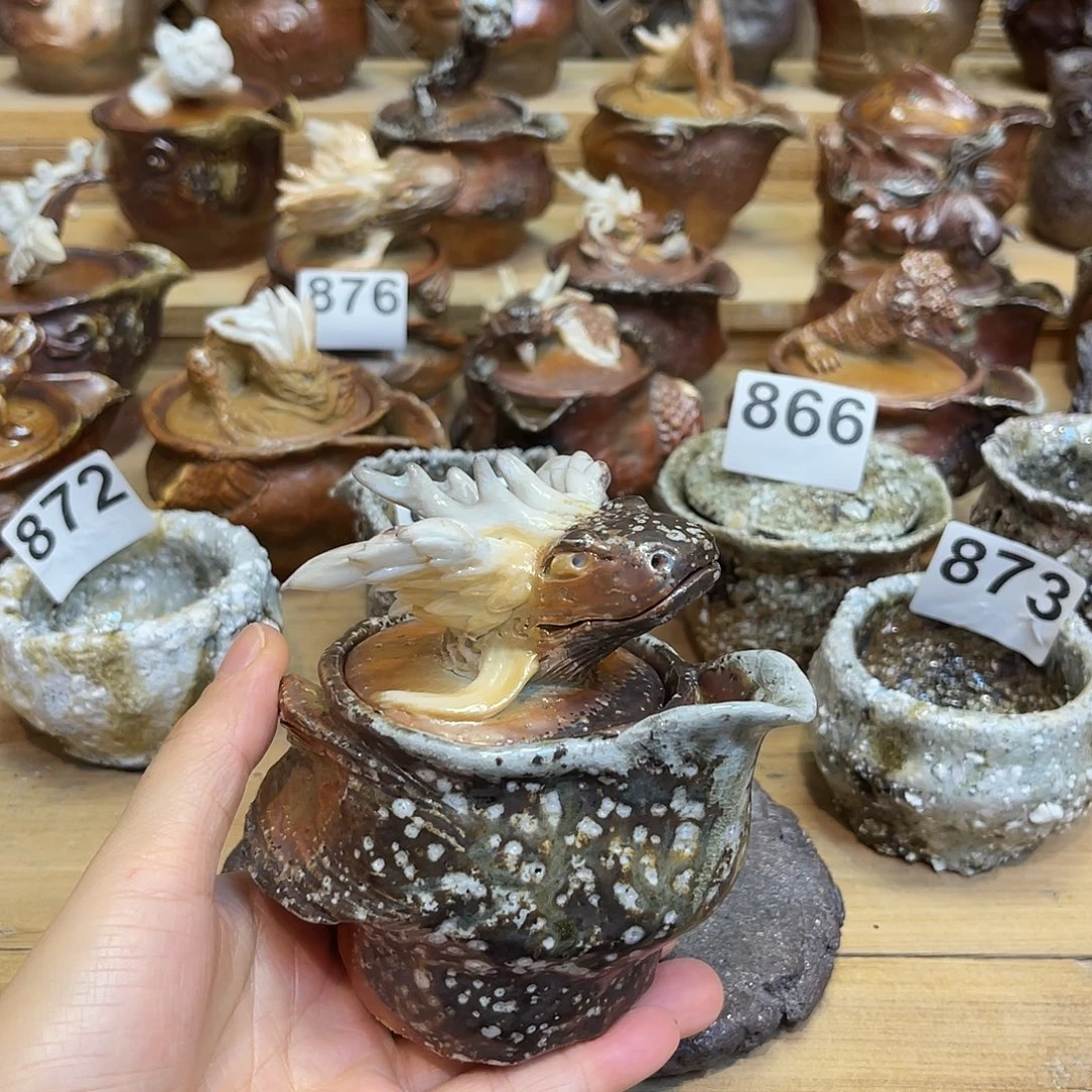 杯柴烧粗陶手捏宝瓶特价