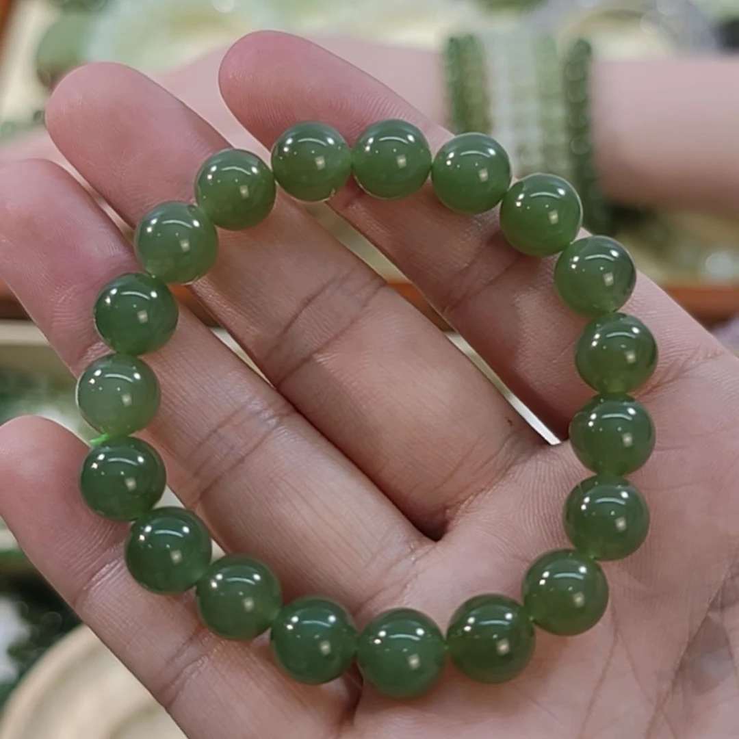 手串未镶嵌和田玉A***宝卡10和田玉精挑湖水绿手串×1