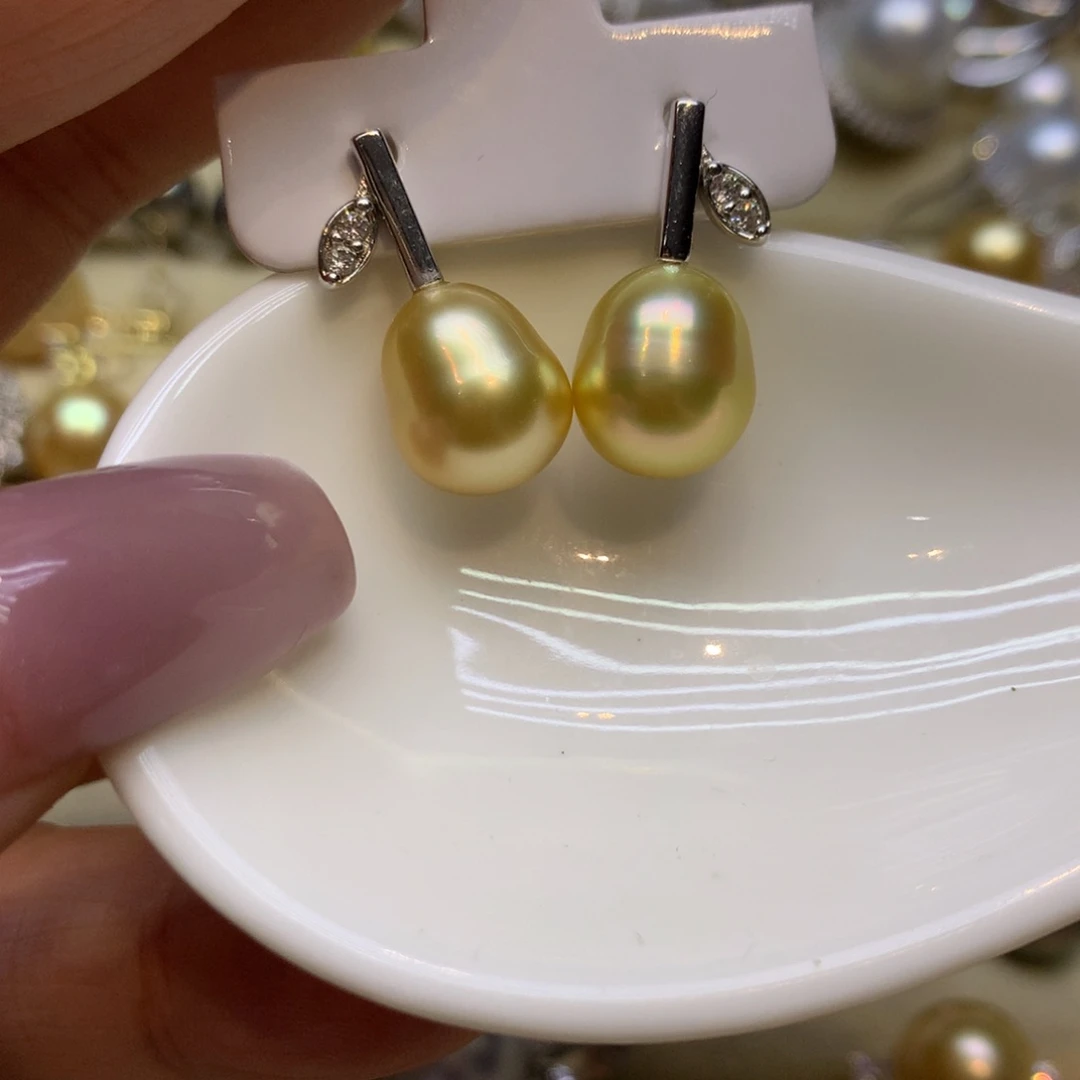 银S925镶嵌耳饰海水珍珠