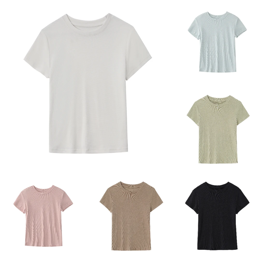 【天丝瘦瘦T】97.5%天丝莱赛尔！嘎嘎显瘦！正肩利落有型！圆领T25103