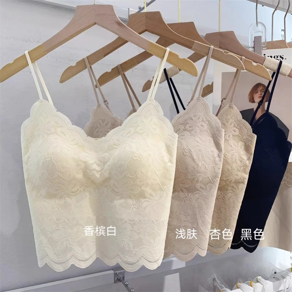 美背衣服蕾丝吊带网红舒适打底性感夏季黑色聚拢内衣背心法式5879