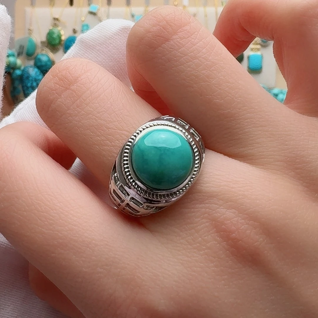 绿松石戒指银S925镶嵌