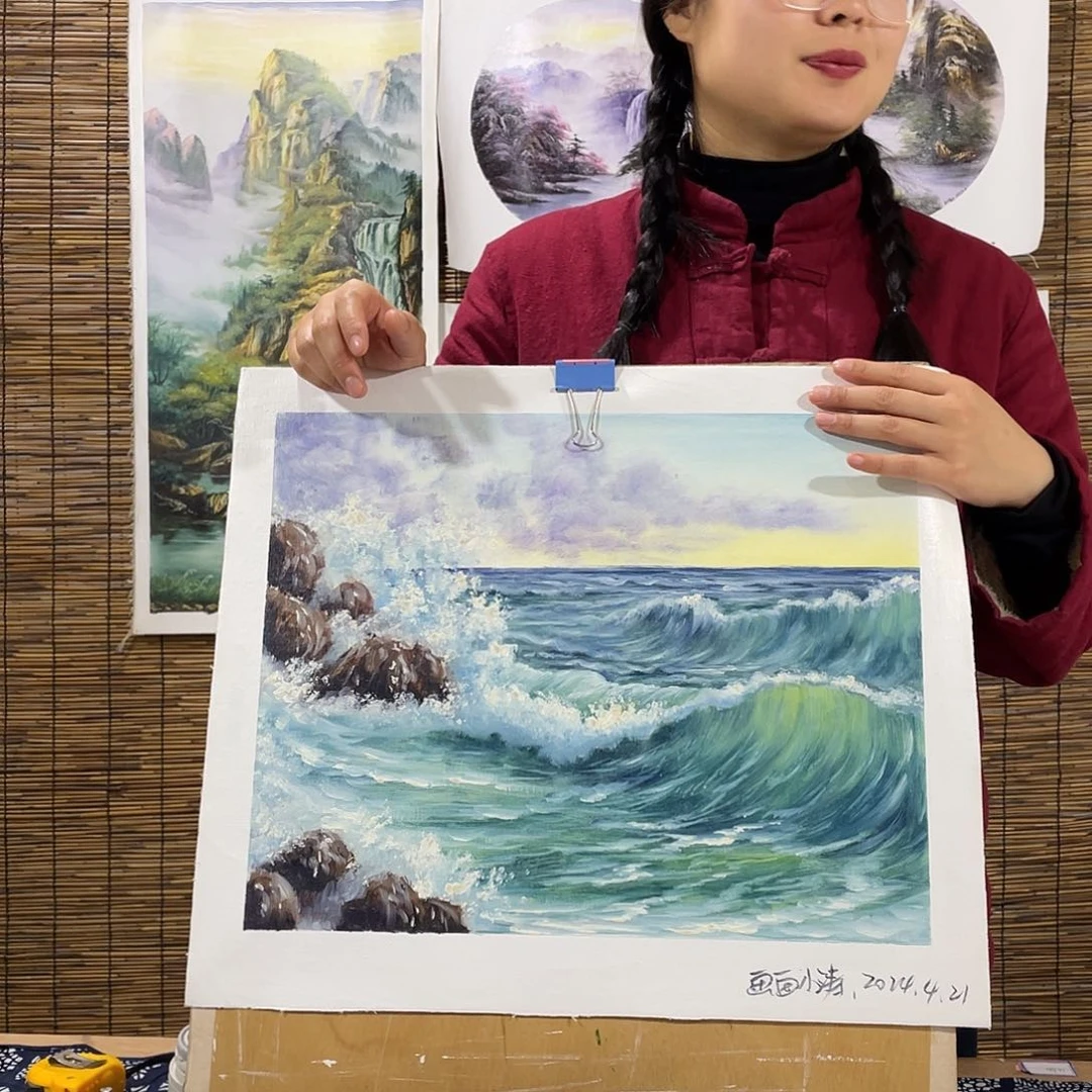油画啥**是手绘油画大薇菜菜直播间