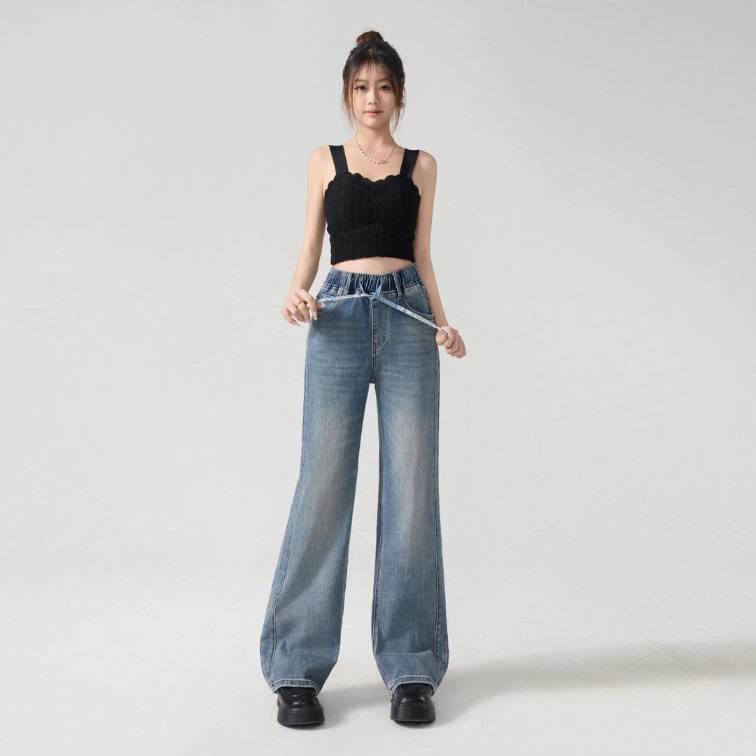 福老板|青花瓷|2025年新款复古窄版百搭牛仔裤直筒裤宽松显瘦垂感