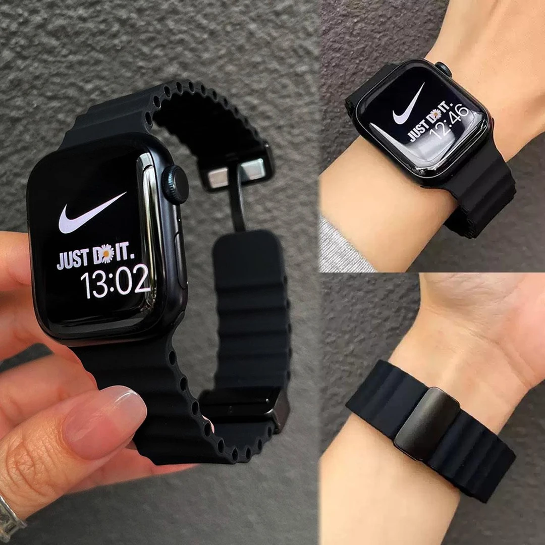 新款海洋液态硅胶运动磁吸表带适用华为Fit4/FIT3苹果S10s9se通用