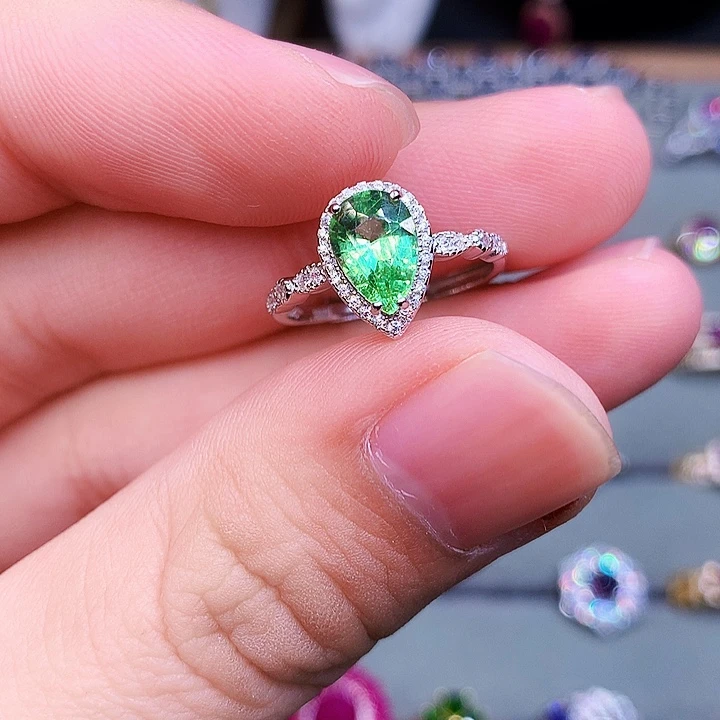 石榴石（沙弗莱）银S925镶嵌戒指