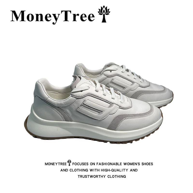 头层牛皮休闲运动男鞋春秋厚底舒适轻便时尚潮流系带款软底老爹鞋