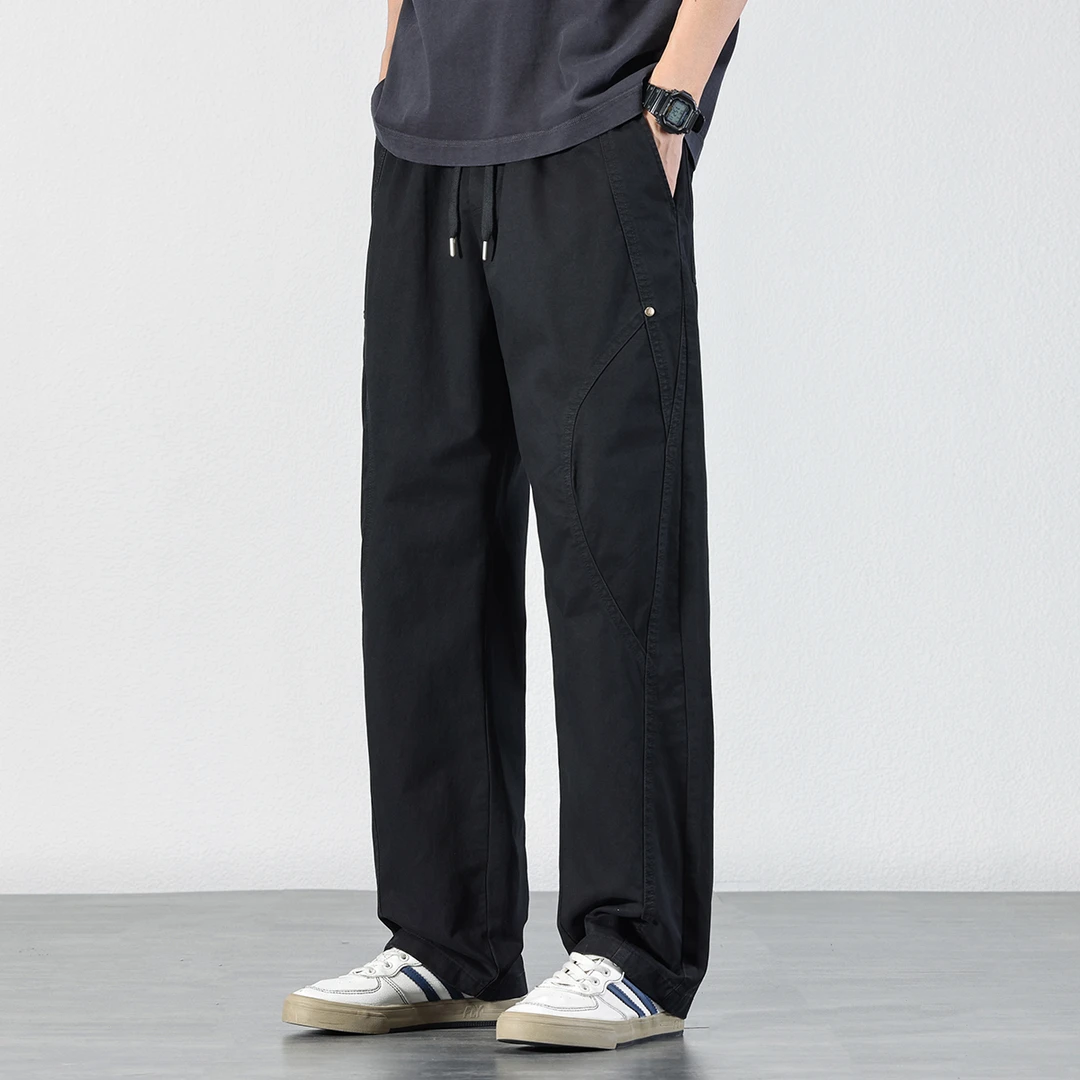 纯棉休闲裤男士春夏季2025新款宽松直筒长裤日系潮牌阔腿工装裤子