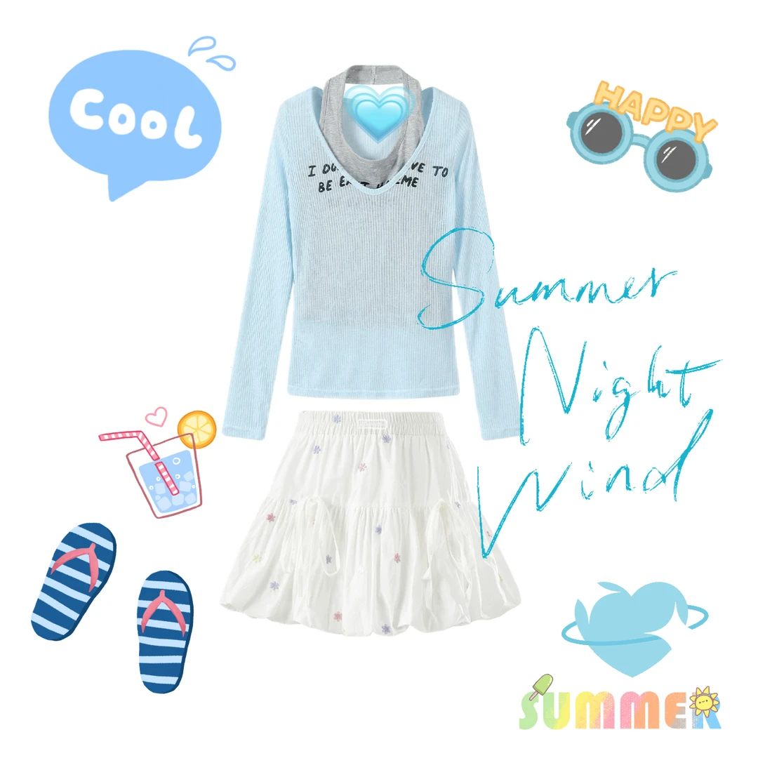 【秒发夏日海边三件套】夏日多巴胺穿搭一整套夏季女装叠穿挂脖背心