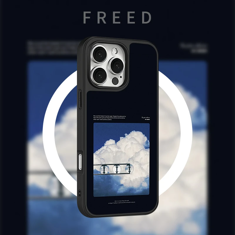 FREED向云端适用于苹果16promax黑边防摔15/14/13磨砂磁吸手机壳