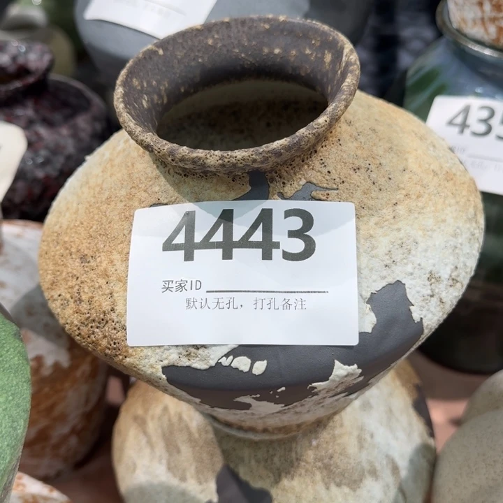 瓷片景德镇高温花器编码4443高17口6默认无孔