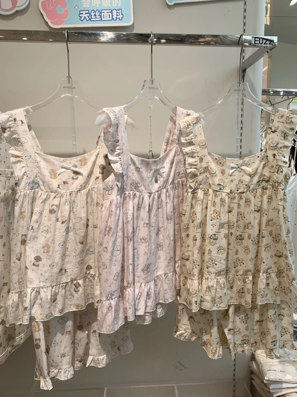 可爱卡通元素吊带短裤睡衣女夏季高颜值可外穿家居服