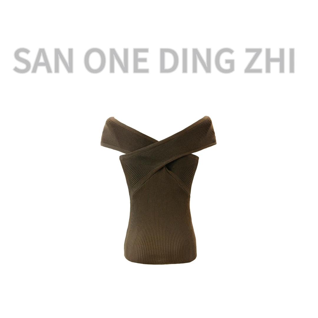 「漫漫盛夏」复古港风气质夏季交叉露肩两穿挂脖背心修身设计感上衣