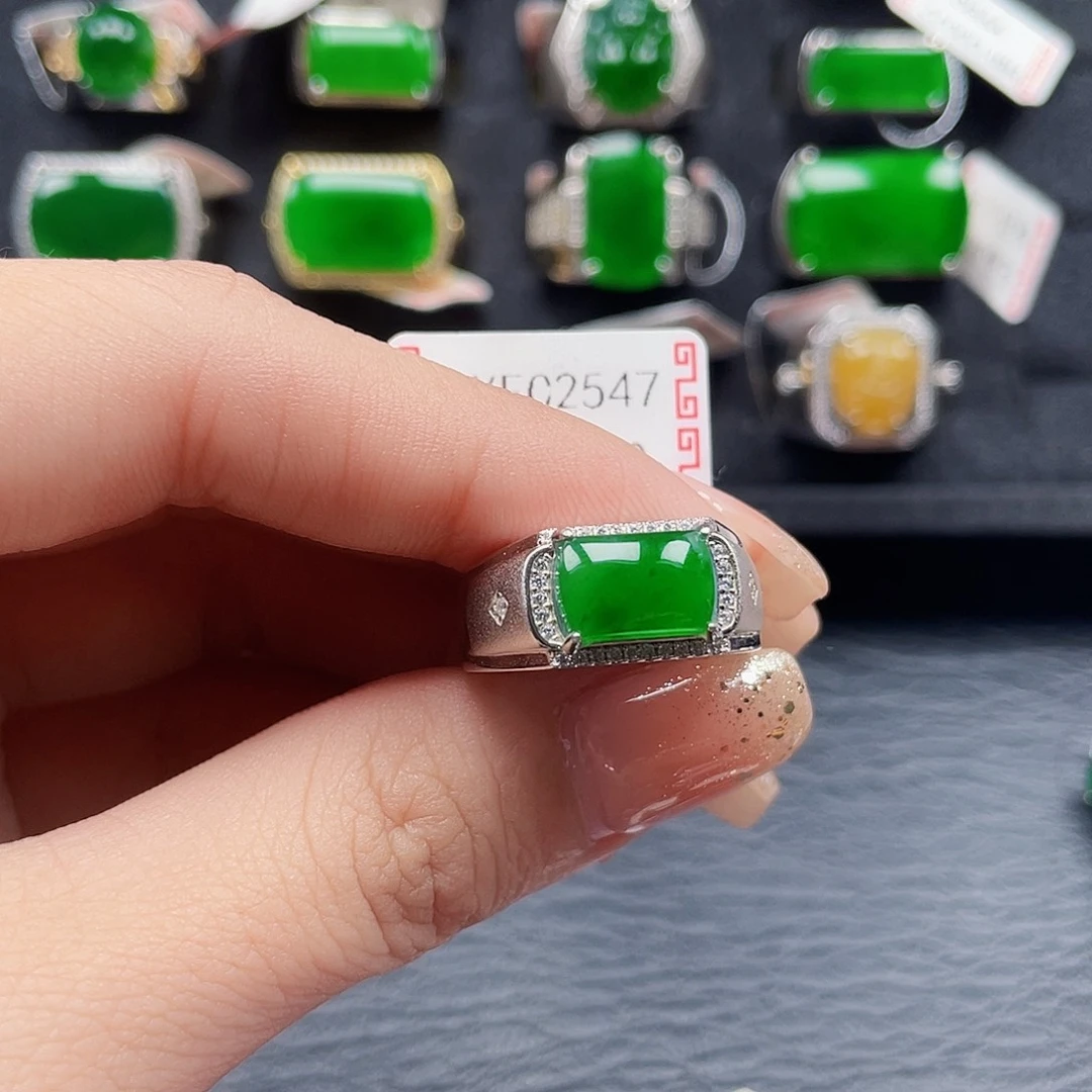 翡翠戒指银S925镶嵌锦**端编号2547