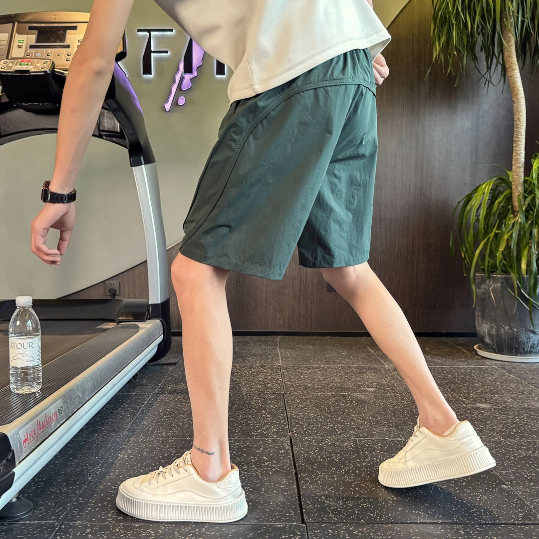 夏季速干休闲短裤男士2025新款薄款潮牌五分裤运动中裤子宽松裤衩