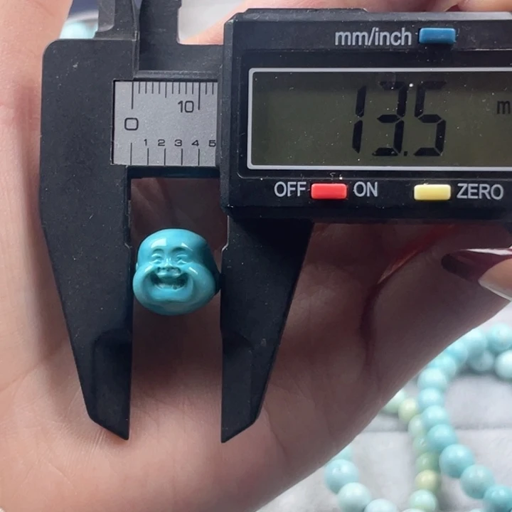 水晶珠宝半成品未镶嵌绿松雕刻笑佛13mm