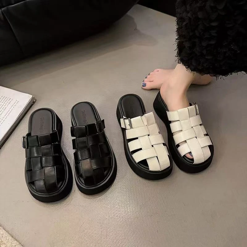 时尚编织厚底凉拖鞋3002-3