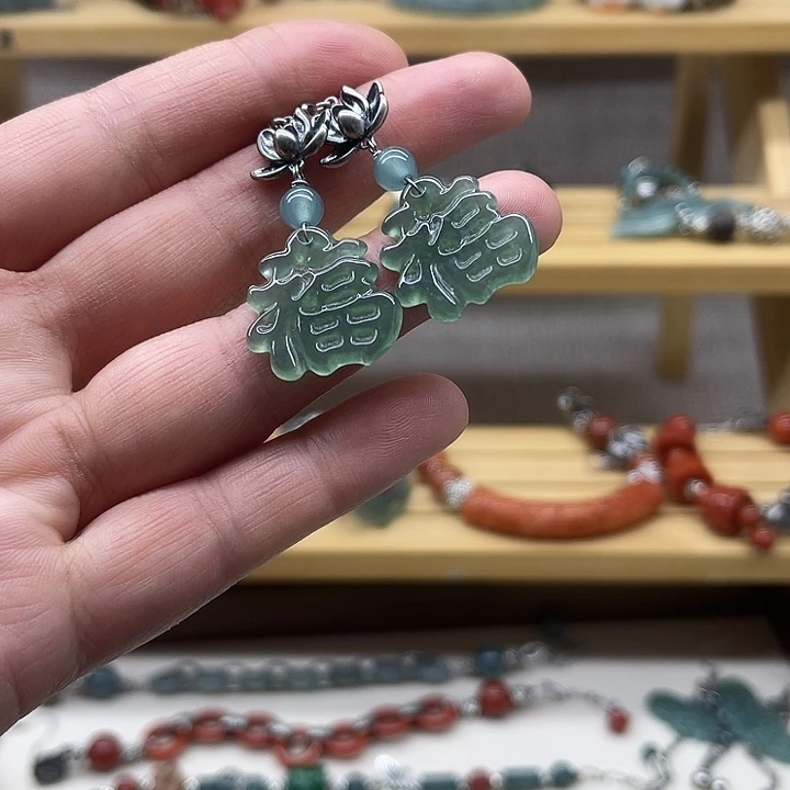 翡翠未镶嵌耳饰88888555